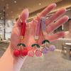 Blingbling Full Rhinestones Cherry Keychain High-end Bag Charm Rhinestone Car Keyring  Women