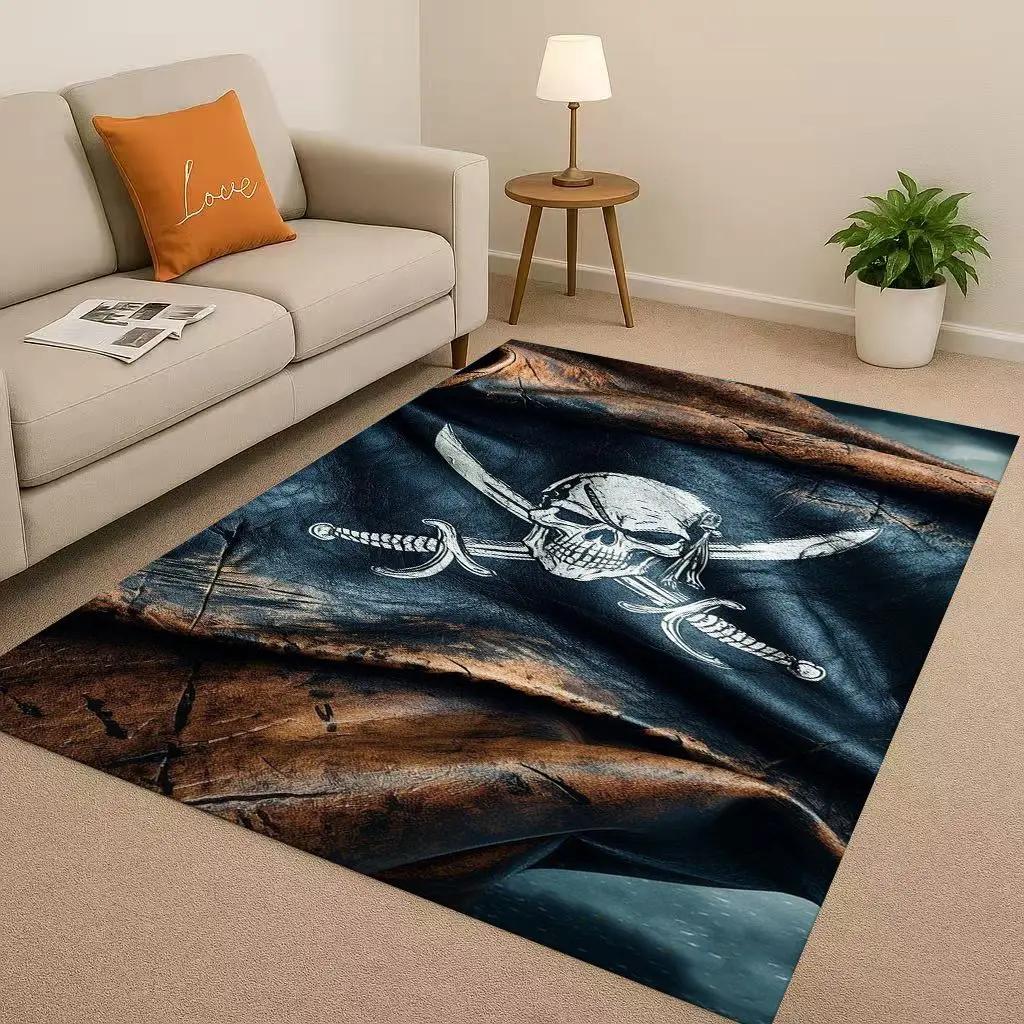 3D Pirates of The Caribbean Jack Johnny Depp Christmas Living Room Non-Slip Area Rug Carpet for Bedroom Sofa,Home Doormat