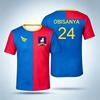 Men's Red Blue Split Short Sleeve Soccer Jersey Breathable Sports Football Shirt Fan Uniform Top