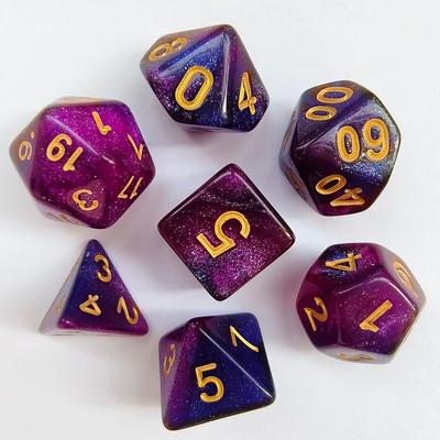 7pcs/set Dice for Table Games DND RPG Roleplaying Board Game Digital Double-colors D20 D12 D10 D8 D6 D4 Polyhedral Dices