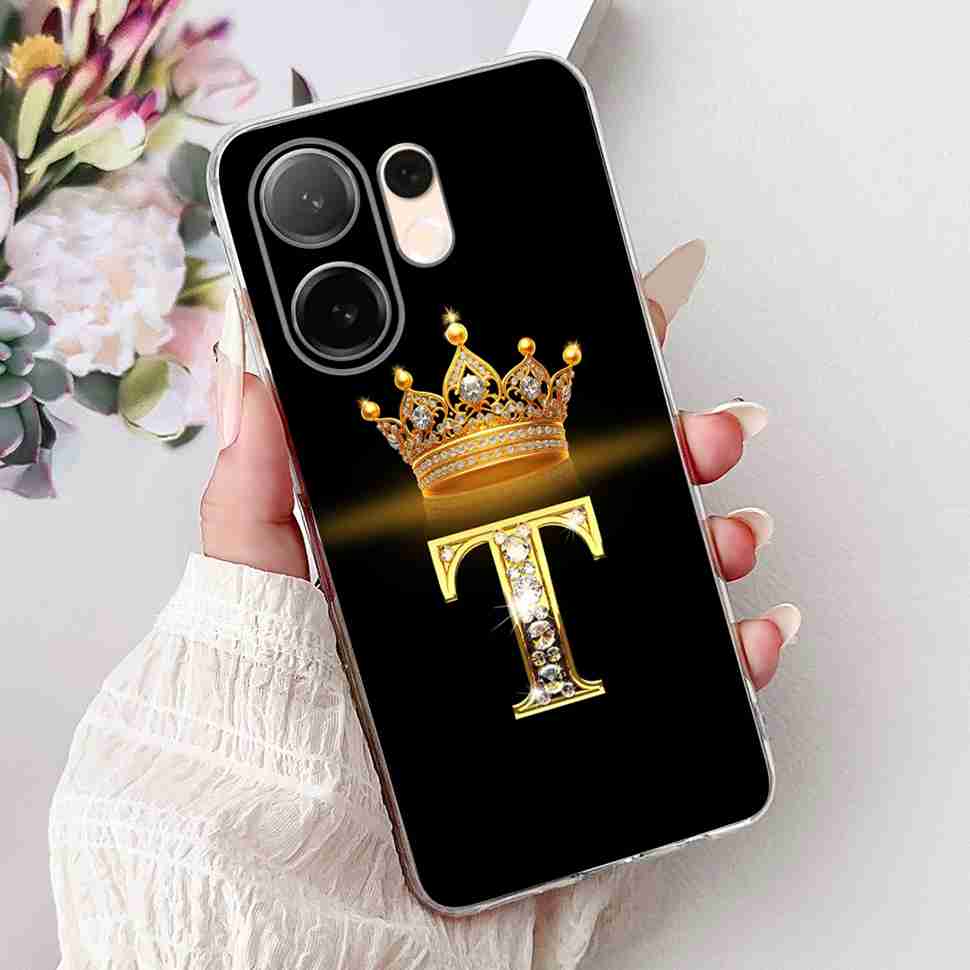 For vivo V60 5G 6.67" Case Popular Letters A-Z Crown Soft Silicone TPU Cover For Vivo v60 5G VIVO V2511 Bumper Phone Shell Coque