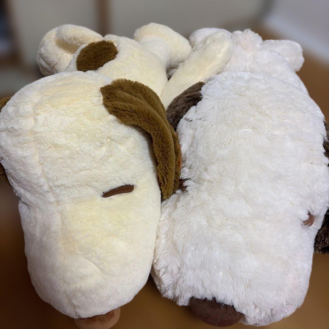 Big size Snoopy stuffed toy set of 2 beige yellow