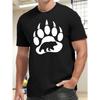 European Sizes Men'S Casual Bear Paw Graphic T-Shirt -  Crew Neck Short Sleeve Tee, Slight Stretch Knit Fabric - For Outdoor Sports