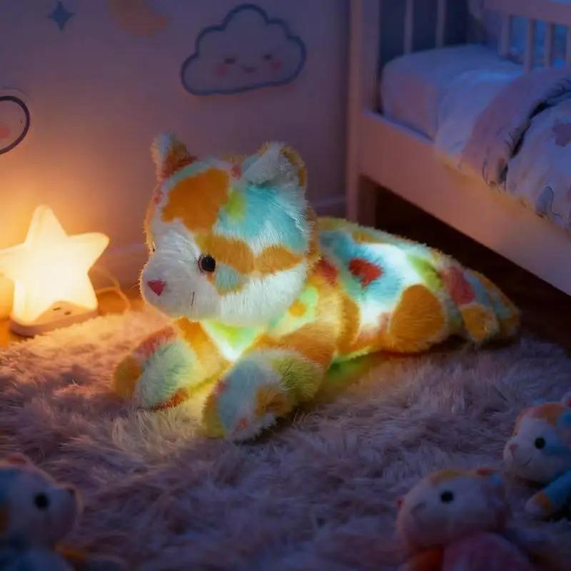 The latest 35cm glowing colored cat doll Kawaii stuffed plush toy figurine cartoon anime cute children's birthday gift doll