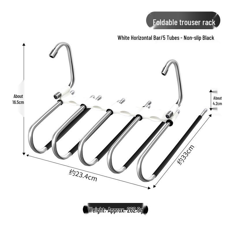 Versatile Multi-Layer Folding Clothes & Pants Rack, Use Horizontally/Vertically with Seamless Clips for Wardrobe & Scarves.