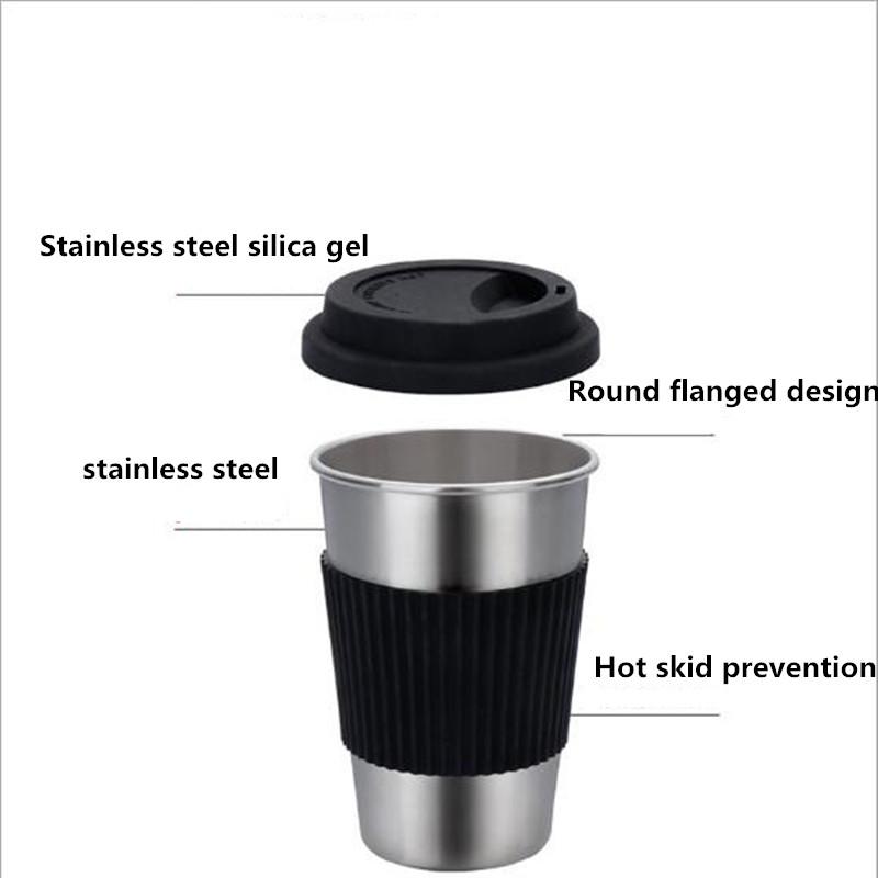 Industrieller Stil Edelstahl Kaffeetasse Becher mit Deckel Kaffee Milchbecher Büro Kaffee Tee Tassen Reisebecher Geschenke