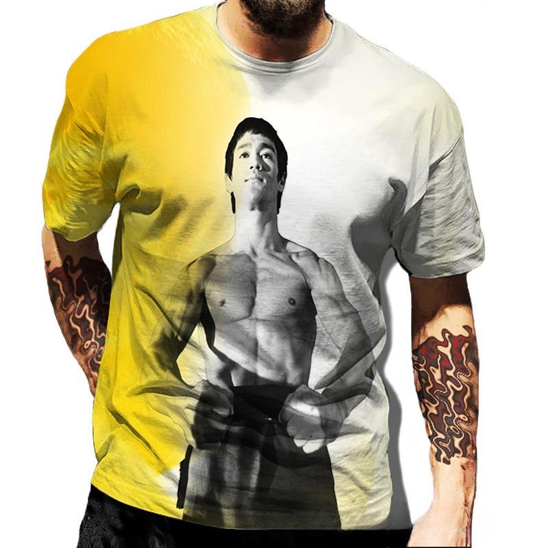 Modisches Herren-Rundhals-Kurzarm-3D-Casual-Farbprint-Casual-Kurzarm-Rundhals-T-Shirt