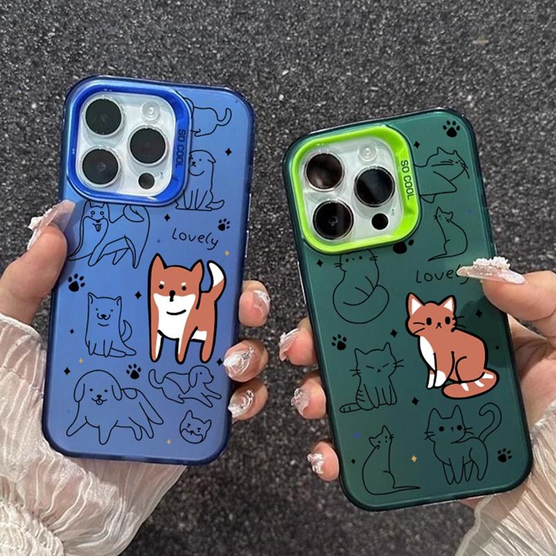 Couple Cat Cartoon Case For iPhone 16 Pro Max Samsung A55 S24 Xiaomi Redmi Note 13 Pro 14C Huawei Honor 200 Shockproof Phone Bumper Anti-Scratch Cover