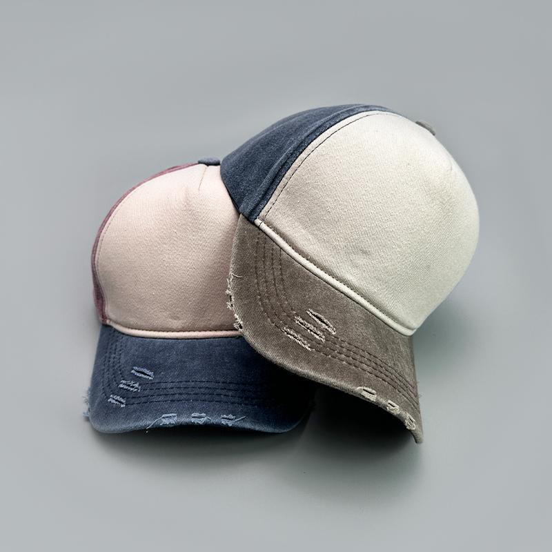 Retro Solid Baseball Hats New Unisex Breathable Broken Style Sunshade Color Block Peaked Caps Versatile Fashion Casual Outdoor