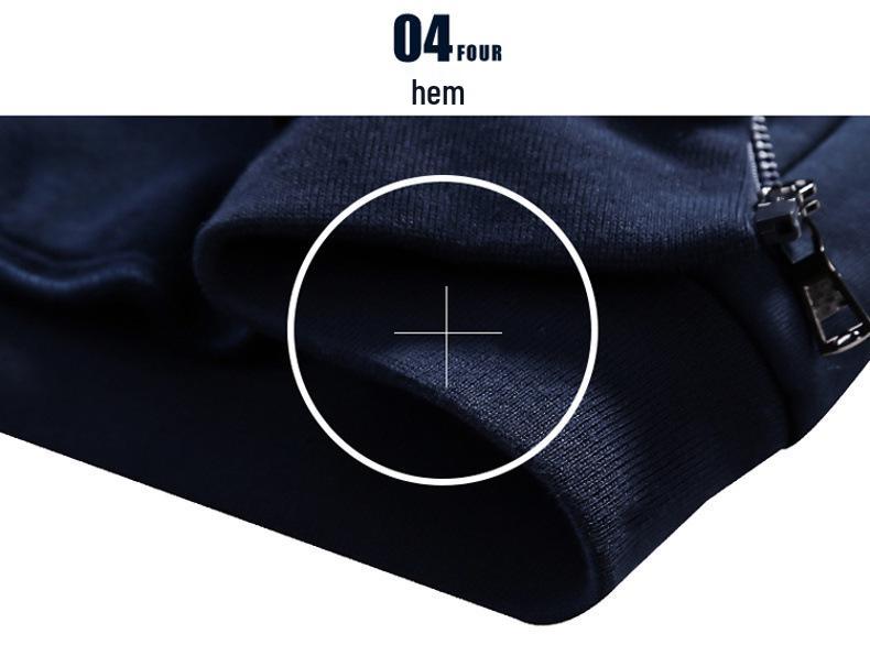 Plus Size Men's Autumn Hoodie & Cardigan Sports Set with Embroidery