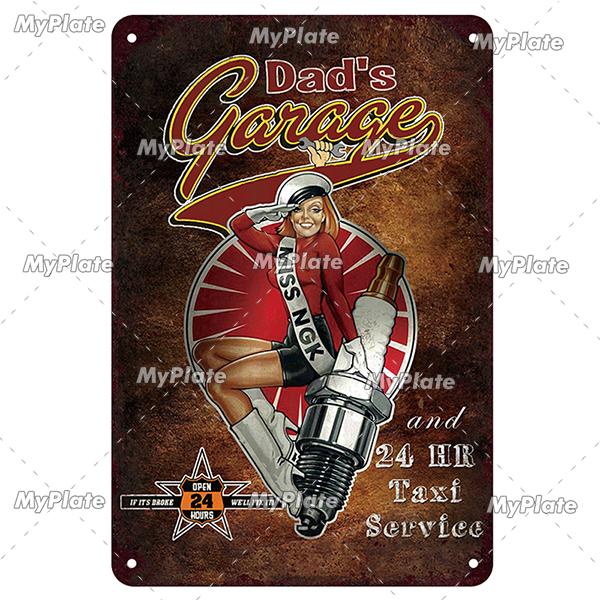 Motorcycle Garage Metal Sign Vintage Plaque Tin Sign Plate Wall Decor For Bar Man Cave Sign Pinup Girl Poster