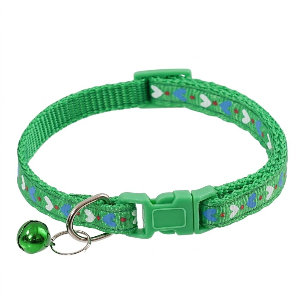 Pet Collar With Silent Bell For Cats And Dogs Adjustable Soft Fabric Love Heart Pattern