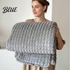 Thermal Insulation Blanket for Autumn Waffle Textured Fleece Throw Blanket Solid Color Milk Flannel Grid Cut Texture Sofa Plush Soft Warm Cozy Couch