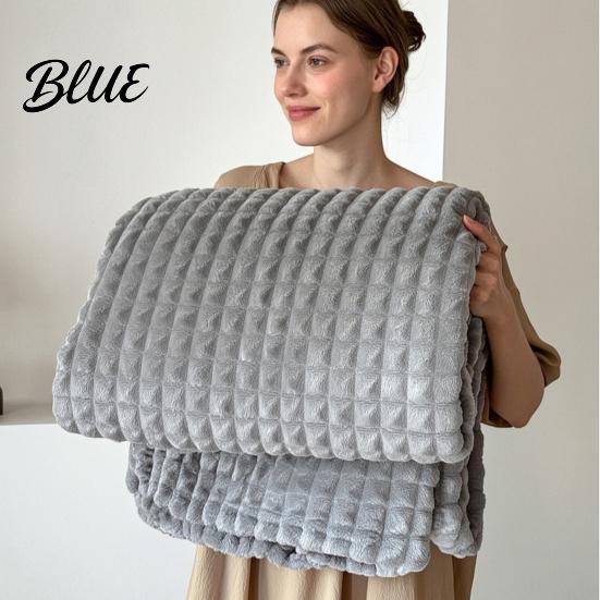Thermal Insulation Blanket for Autumn Waffle Textured Fleece Throw Blanket Solid Color Milk Flannel Grid Cut Texture Sofa Plush Soft Warm Cozy Couch