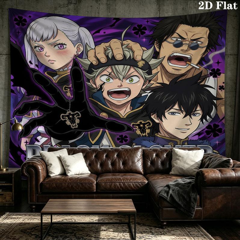 Black Clover Gobelin Ścienny Estetyczny Wiszący na Ścianę Tkanina Drukowana Koc Dekoracyjne Gobeliny Do Sypialni Salonu Wystrój Domu