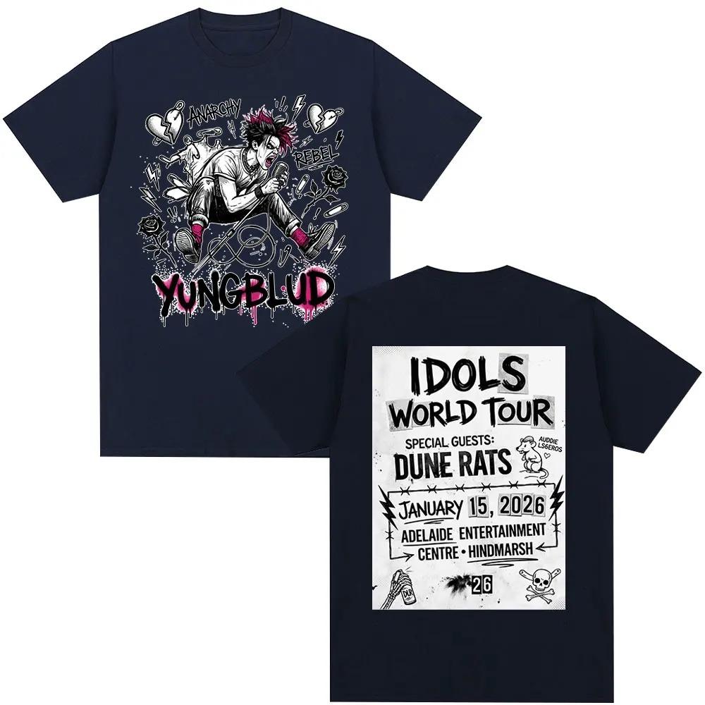 Singer Yungblud IDOLS World Tour 2026 TShirt Fan Gift Mens Wear Fashion Short Sleeve TShirt 100 Cotton Casual TShirt