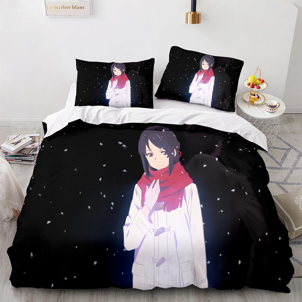 

Your Name Luxury Bedding Set Japan Cartoon Duvet Cover Set Comforter Bedspread Linen Twin Single Size Printed Home Textile EU single(135x200cm)