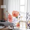 Handgemalte Aquarell-Orange-Vorhänge mit Pflanzen- und Blumenmotiven, transparent, Tüllvorhänge für Wohnzimmer, Heimdekoration, Voile-Vorhänge