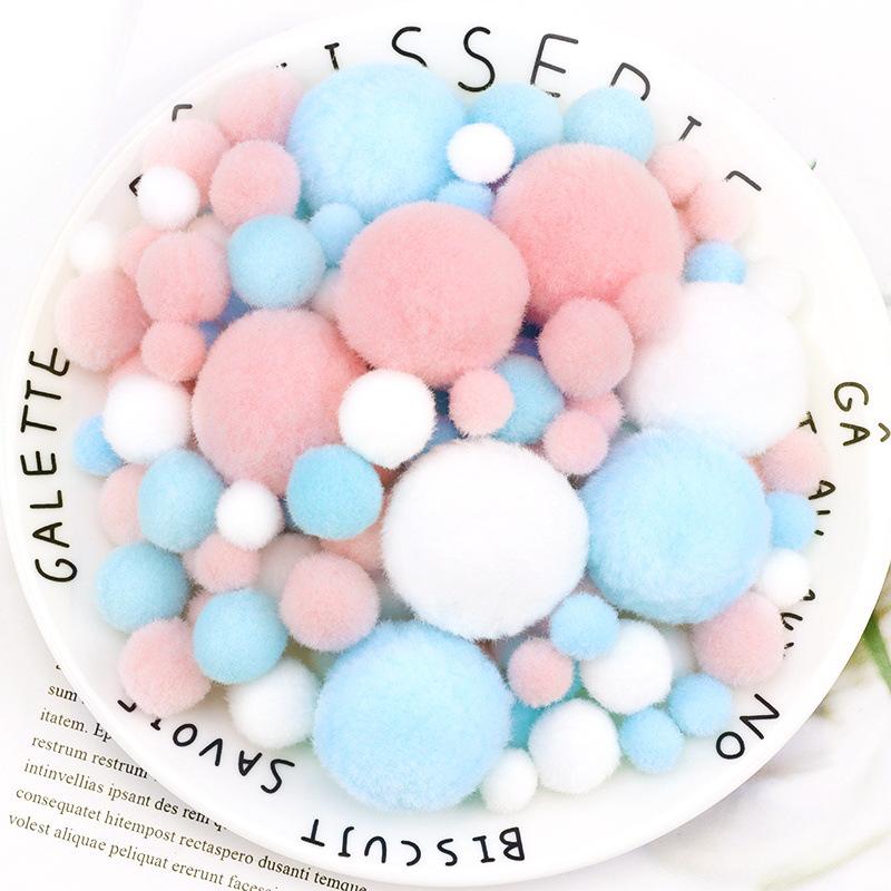 Colorful Gradient Pompom Pack: High-Elastic Plush DIY Toy Accessories for Kids