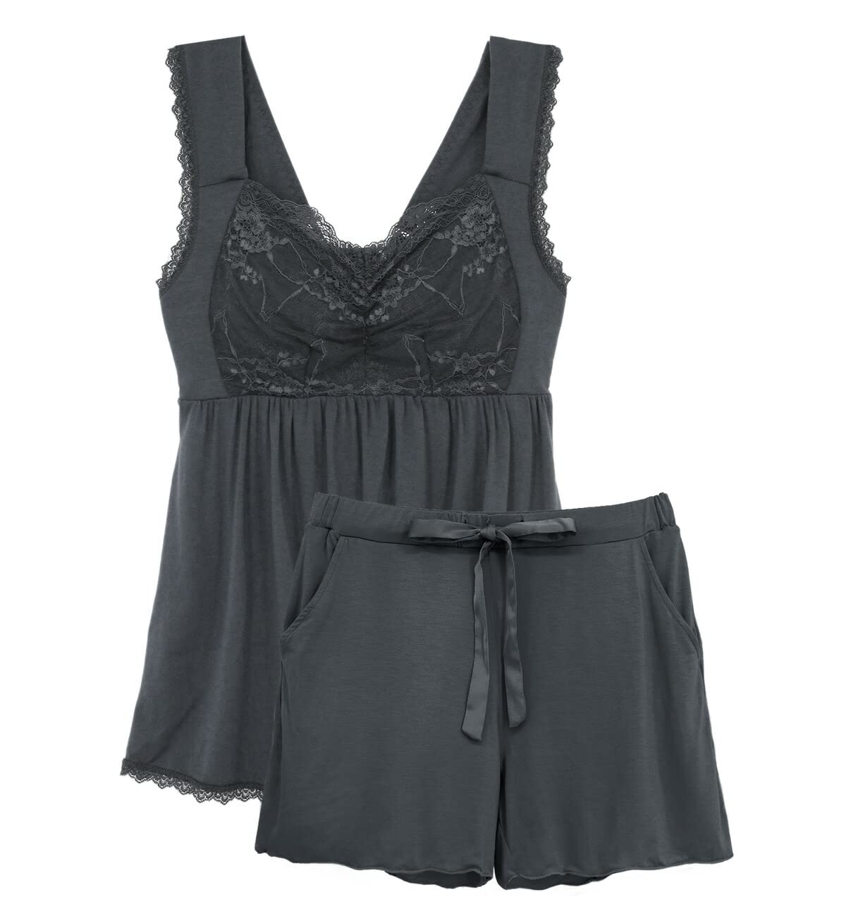 

Ночная майка-бра с расклешенными брюками, майка для кормления грудью, угольно-серая [два окошка] и комплект, удобный, без косточек, одежда для дома, чашки, шорты, комплект, 8812set,