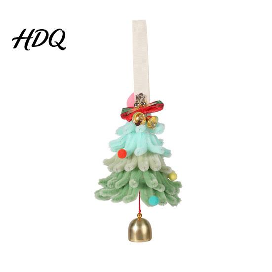 Festive Tabletop Centerpieces Mini Pipe Cleaner Christmas Tree Ornament Handmade Chenille Stem Xmas Miniature Gifts Craft with Bells Holiday Hanging