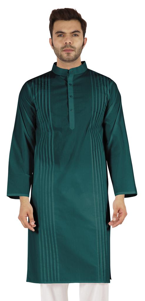 Atasi Cotton Kurta Solid Ethnic- Festive Long Shirt W  Pintuck Traditional Indian Wear For