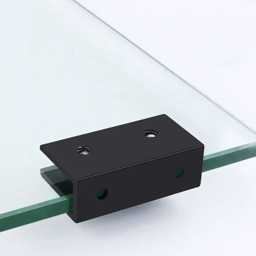 Aluminum Alloy Glass Door Clamp Wall Mount Bracket Glass Shelf Holder Hardware Multifunctional Frameless Brackets Living Room