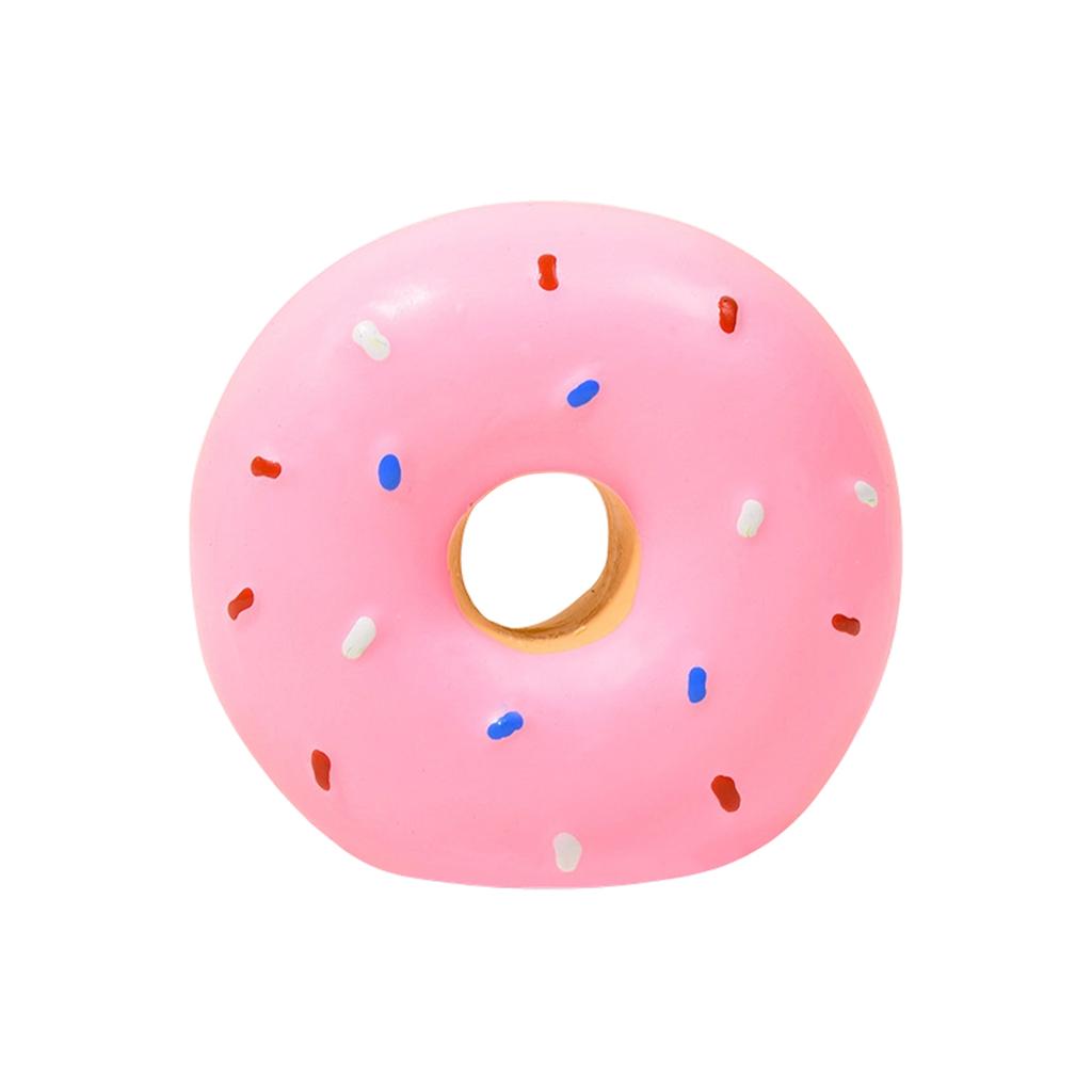 Cute Colorful Donut Shaped Squeaky Dog Toy Soft Latex Material Pet Chew Toy For Teething And Interactive Play