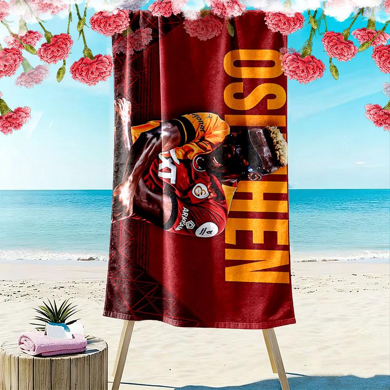 Galatasaray Victor Osimhen Print Beach Towel, Large Soft Quick Dry Towel for Beach Camping Swimming