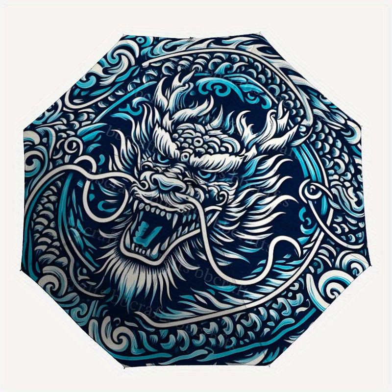 

1pc Dragon Design Automatic Open, Sturdy Iron Frame, Compact Folding Design, All-Season Portable Umbrella for Women & Men yy250801060
