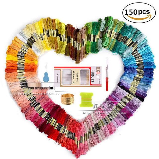 150-Color Cross Stitch Embroidery Thread Set for DIY Projects