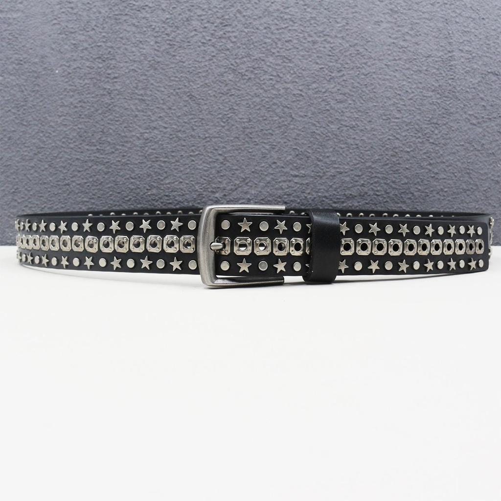 Gothic Y2K Star Eyelet Rivet Leather Belt