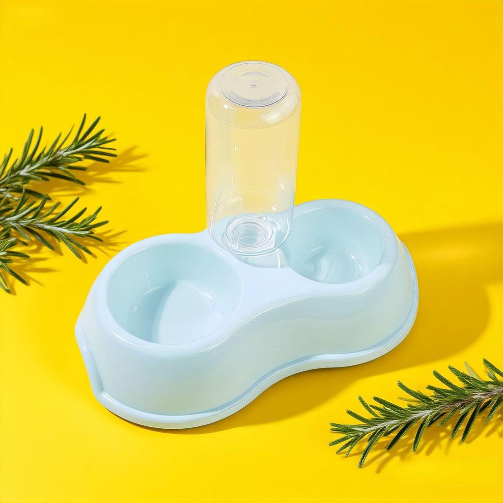 Double Cat Bowl Macaron Color Anti-Spill Pet Feeder - Oval Style