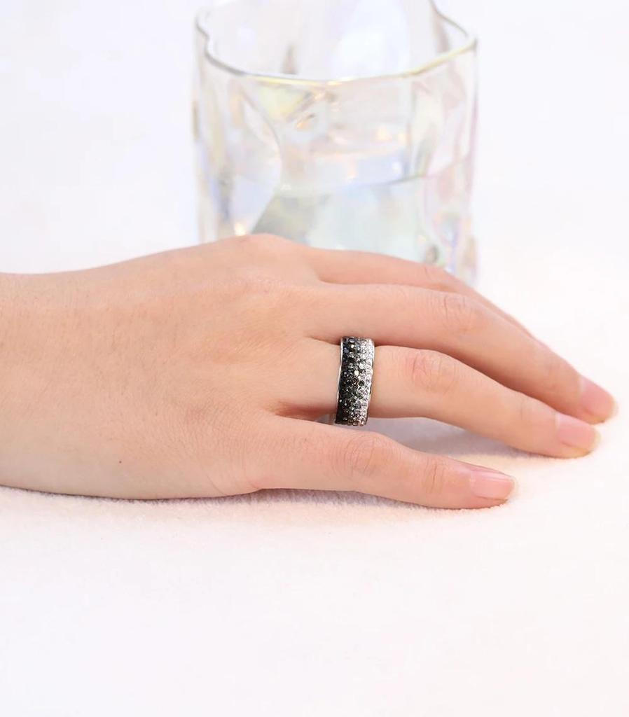 8mm Fashion Zircon Inlaid Gradient Ring for Women Men Stainless Steel Exquisite Ring Jewelry Party Birthday Gift Wholesale
