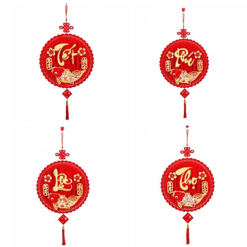 1 buc Roșu Binecuvântare Fu Caracter Pandantive Tradiționale Festivalul Primăverii Vietnamez Îngroșat Vietnam Ornament Norocos Pandantiv Anul Nou