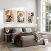 Green Terracotta Nordic Modern Canvas Painting Leaves Colour Block Bedroom Frameless Poster Bohemian Abstract Wall Art Beige
