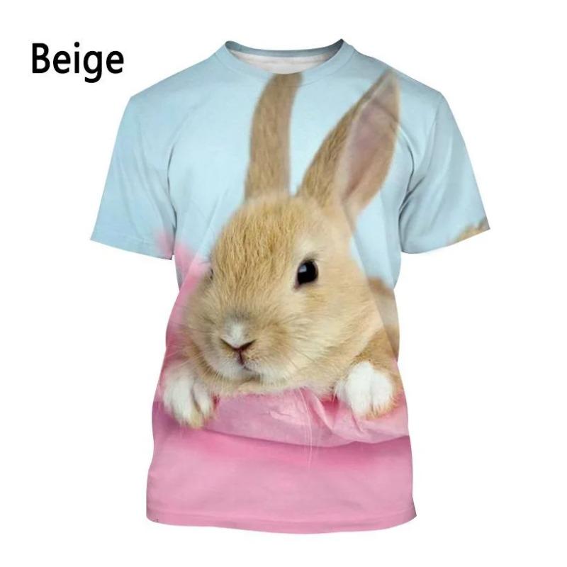 New Fashion Animal Rabbit 3D Printed T-shirt Men's and Women's Summer Casual Short Sleeve Crewneck Shirt Top