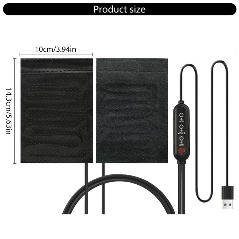 USB Heated Motorcycle Handlebar Covers with Three Adjustable Temperature Settings Rapid Heating Grips for Comfort