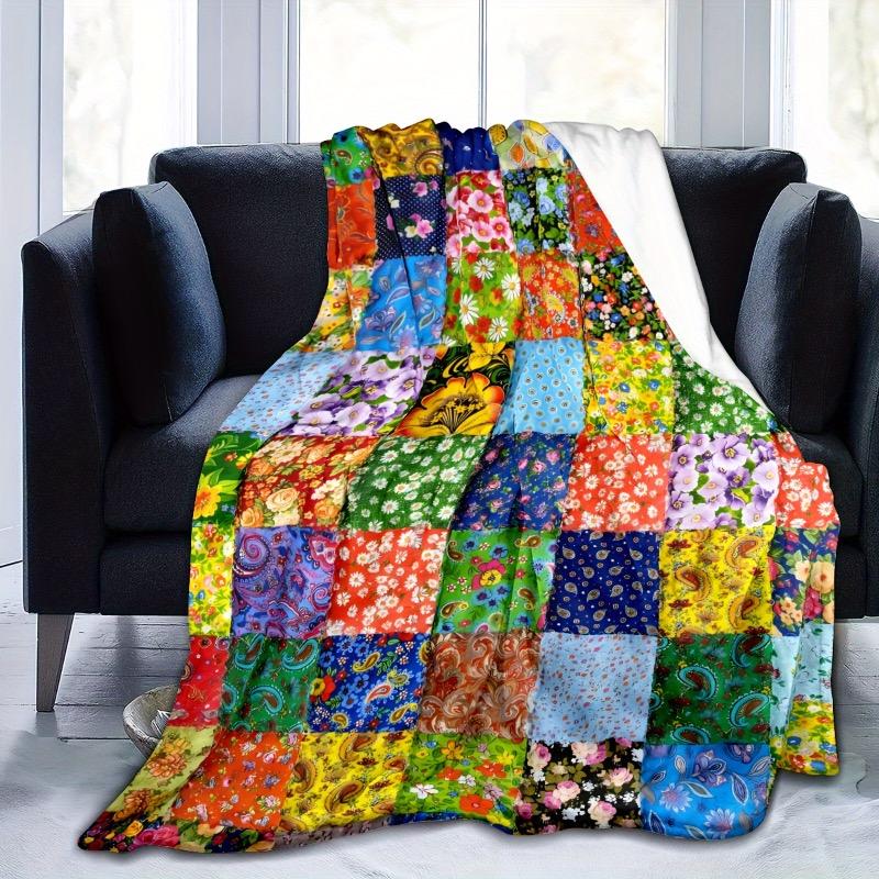 Kuschelige Vintage Blumen-Plaid Flanelldecke-Perfekt für Weihnachten & Thanksgiving Weich & Warm für Couch Bett Reise & Camping