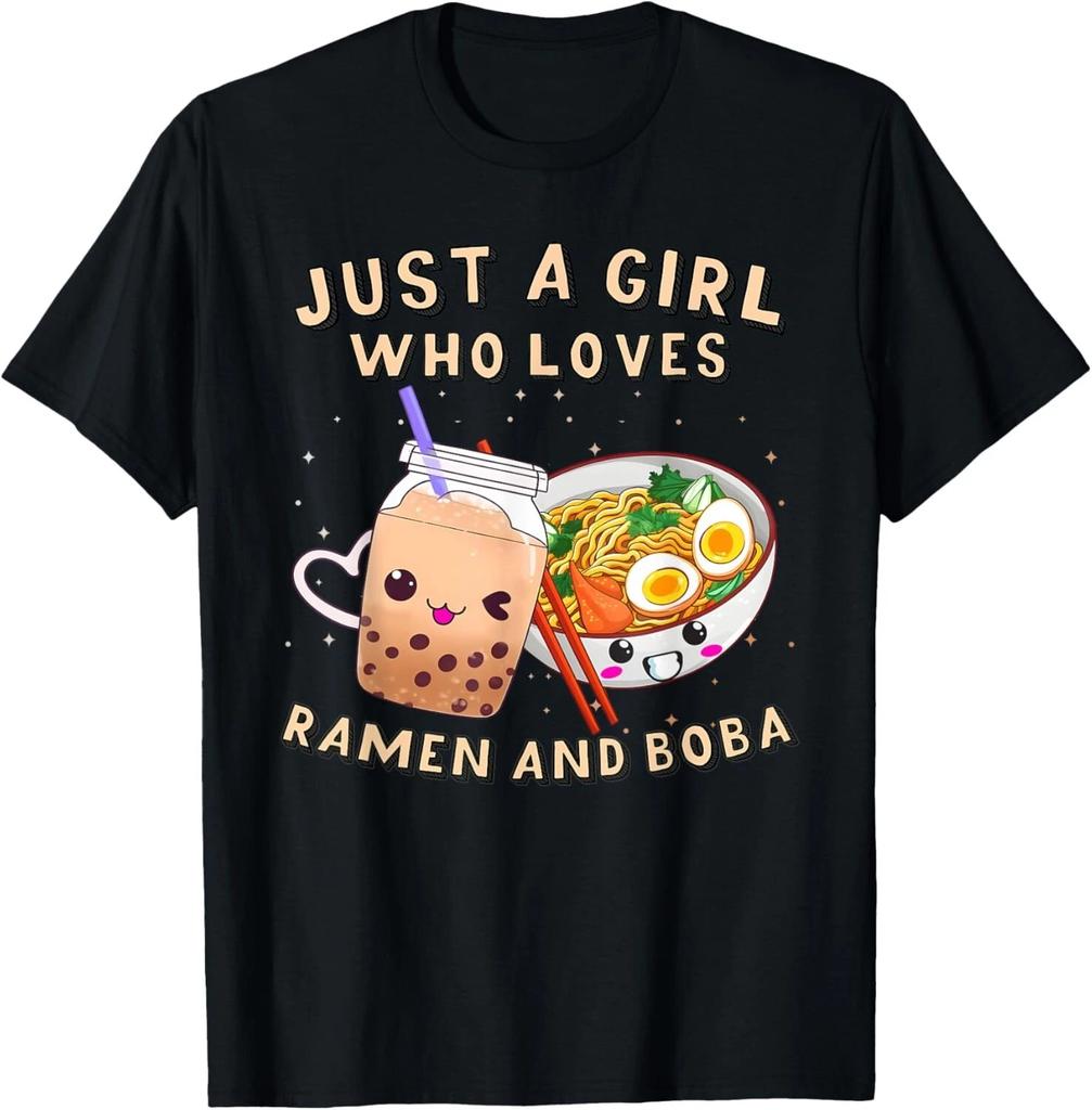 Just A Girl Who Loves Ramen And Boba Tea Bubble Tea Japanese Gift Unisex T-Shirt