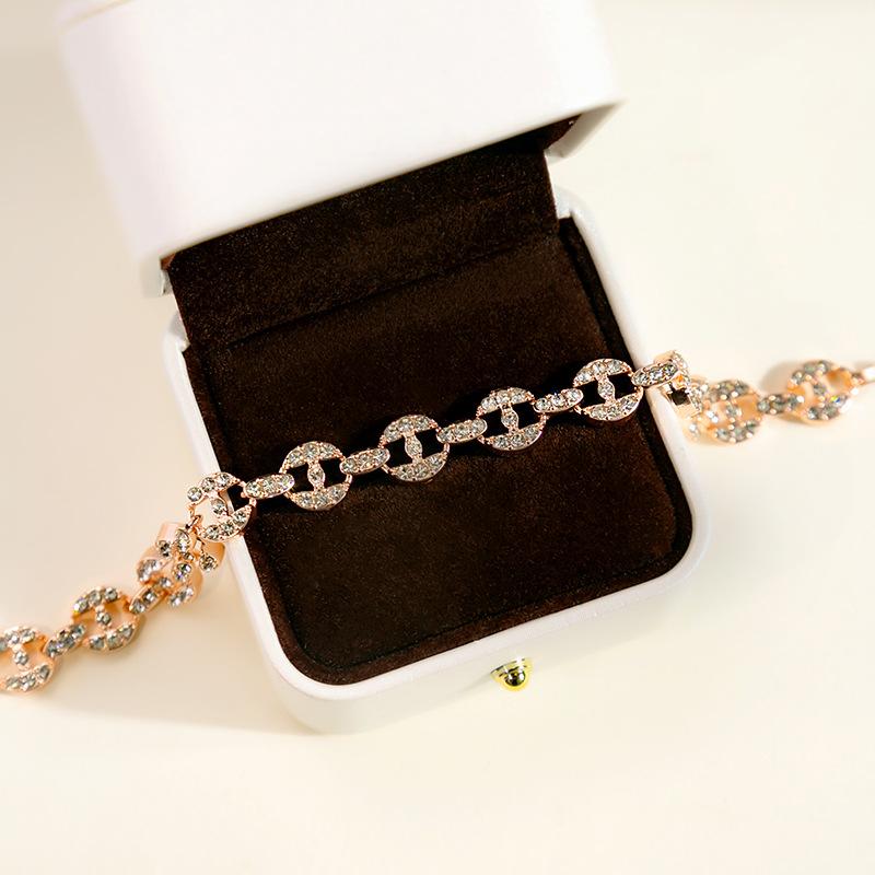 Personalized Geometric Diamond Bracelet Fashion Roman Style Full Diamond Bracelet Everything Temperament Bracelet