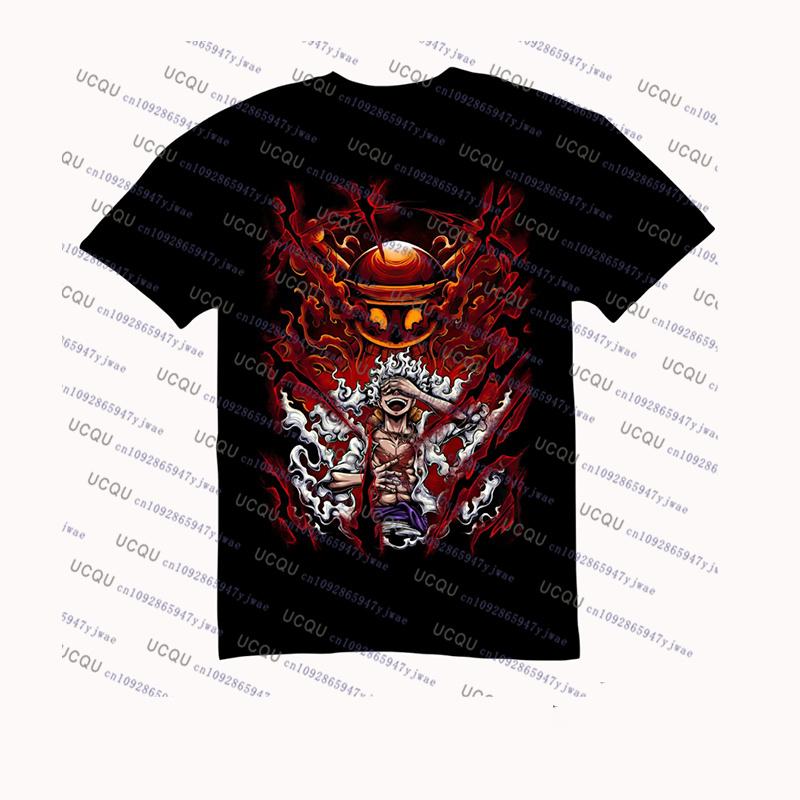 ONE PIECE Joint Short-sleeved T-shirt Luffy Gear5 Night Cotton Men's and Women Oversize Fashion Bandai Cosplay Tshirt Kid/Adult