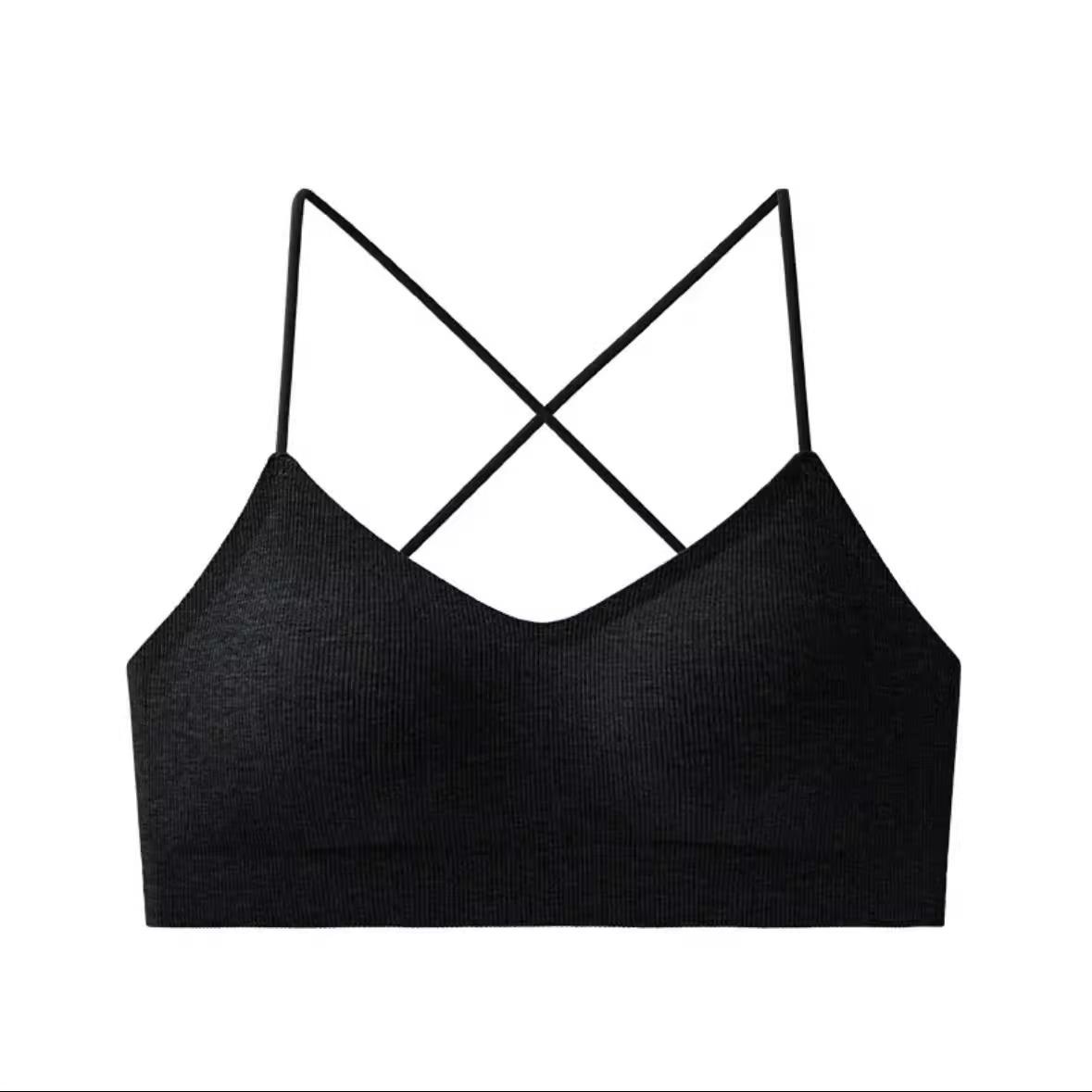 

Back killing outer wear see-through outfit, thin shoulder straps crossed suspenders inside, beautiful back women s small breasts gather bras S recommends 37.5-45kg чёрный