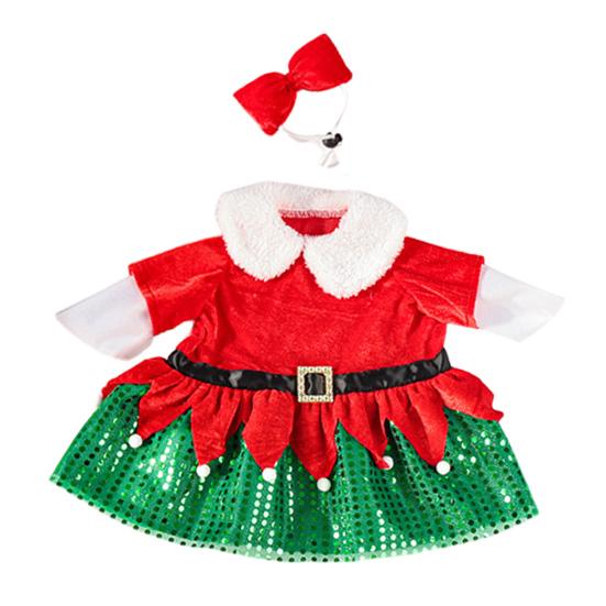 Christmas Goose Outfit Santa Claus Goose Costume Porch Goose Xmas Clothes for 23" Cement or Plastic Geese Lawn Garden Decor