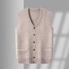 Hengyuanxiang Men's V-Neck Sleeveless Knitted Cardigan