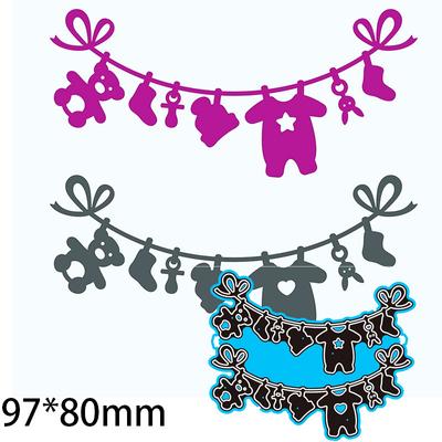 Baby Items On The Clothesline Metal Cutting Dies for Scrapbooking Embossing Stencils Card Making Craft Decor