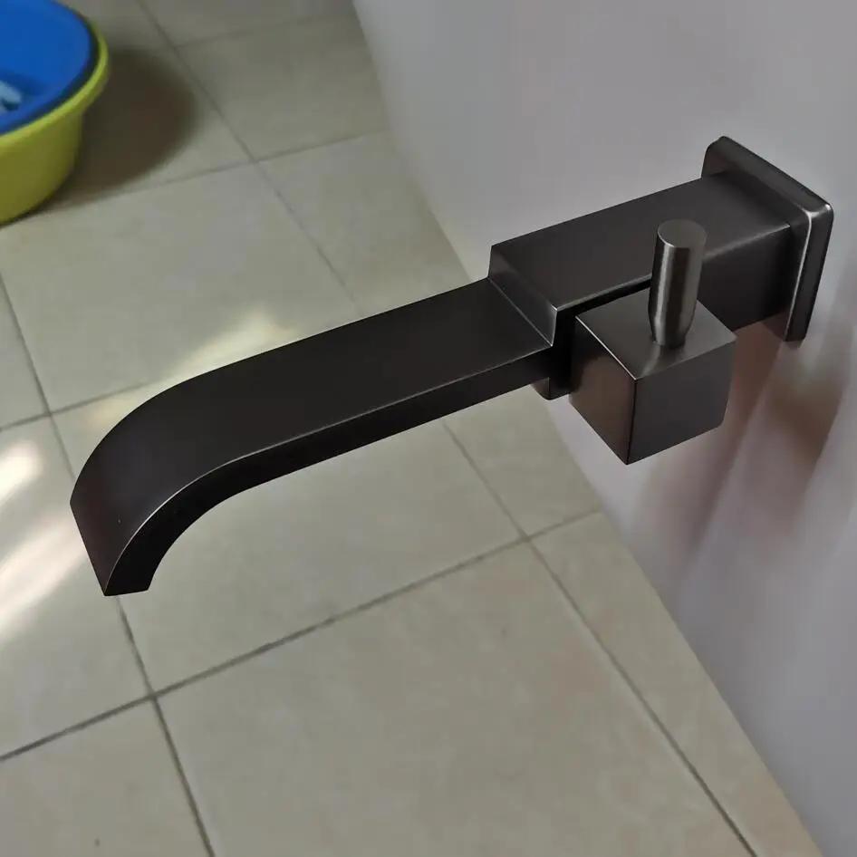 Brass Cold black Water Faucet, Wall Mounted Basin gold Tap, basin bibcock Square Cold brushed gold kitchen Faucet SC303