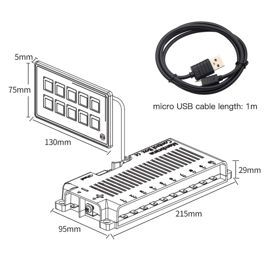 Car Universal 10P Membrane Control Switch Panel with Backlight Module LED Touch Electronic Accessories USB Cable Builtin PPTC IP67 Waterproof