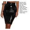 High Waist Skirt Women Club Faux Leather Skinny Sheath Zipper Closure Solid Slimming Color Glossy Surface Slim Fit Knee Length Lady Party Dating