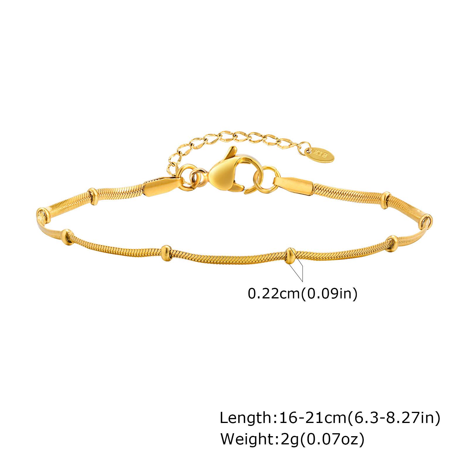 

Adjustable Stainless Steel Snake Chain Bead Bracelet for Women,Handmade Cute Thin Dainty Wrist Bracelets
